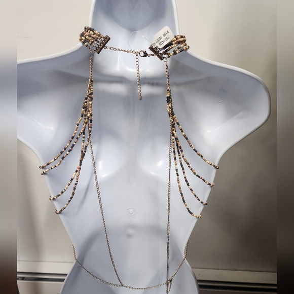 FREE PEOPLE Baez Body Chain By - Caramel Multi - Picture 4 of 7